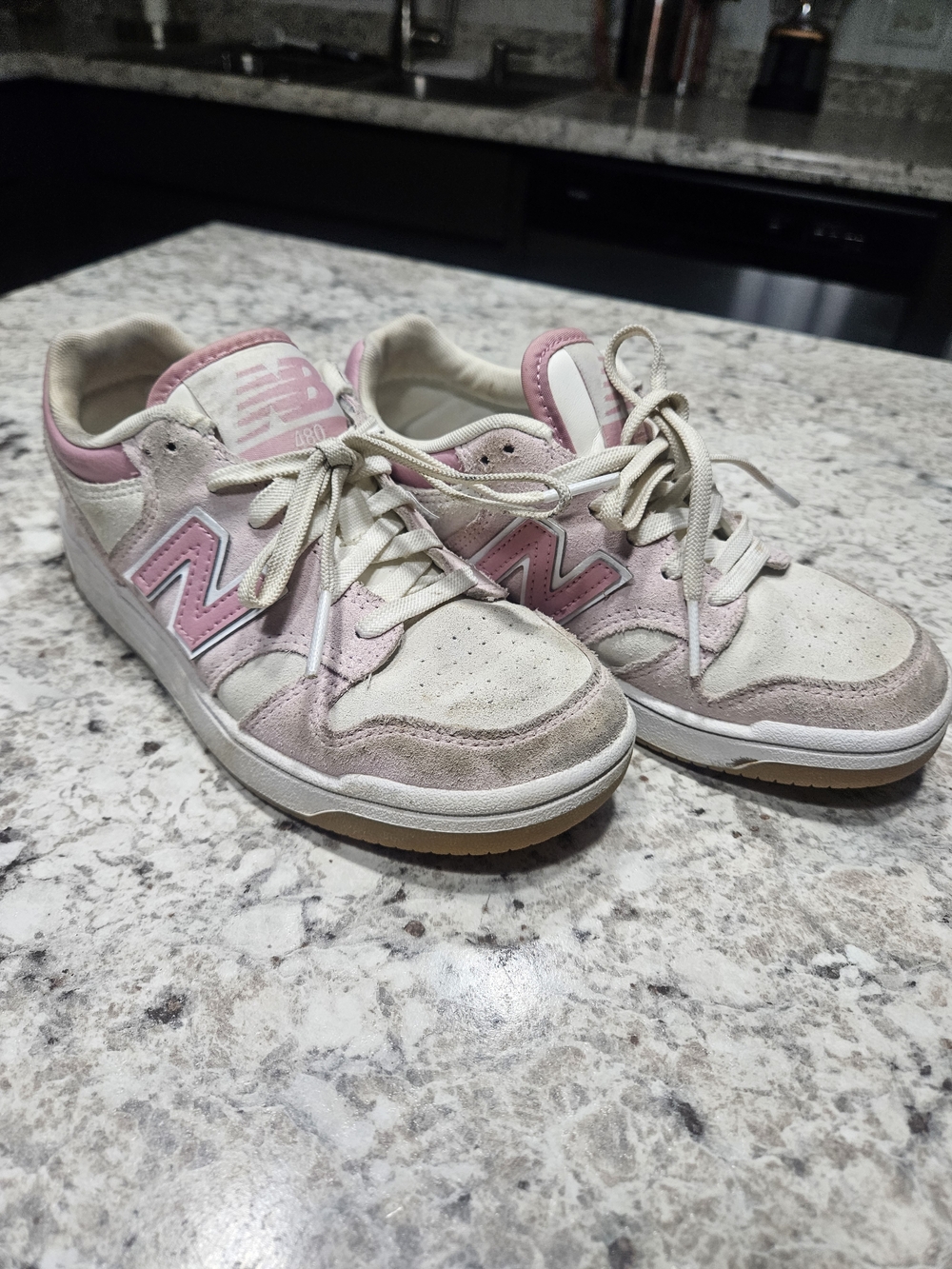 New Balance Pink & Cream Low-Top Sneakers